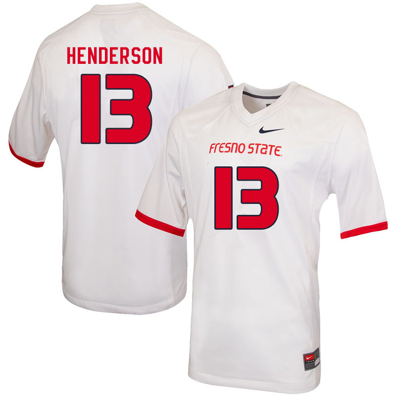 Men #13 Jaylen Henderson Fresno State Bulldogs College Football Jerseys Sale-White - Click Image to Close